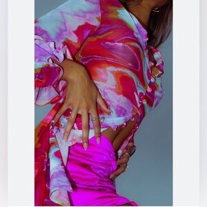 Koy & Victoria 3 piece set bright multicolored swirling pattern size XXL